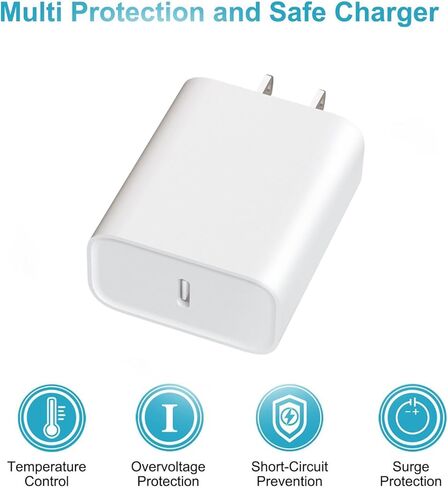 شاحن هاتف شحن سريع، 4 قطع شاحن محمول بقوة 20 وات مع كابل USB C بطول 6 أقدام لهاتف iPhone 17/Pro/Pro Max/17 Air/16/16 Pro/16 Pro Max/15/Plus/Pro/Pro Max in Kuwait