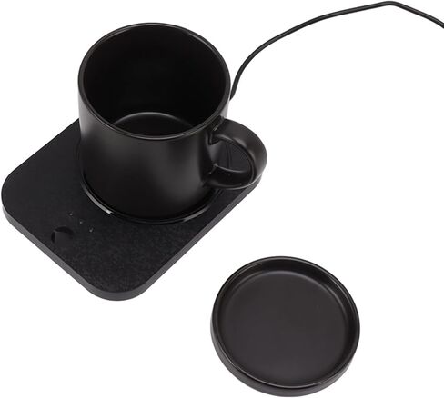 Intelligent Coffee Mug Electric Warmer, 55 Constant Temperature USB Powered Beverage Warmer, with Ceramic Cup, Ideal for Office, Home & Desk, 5V (Black) in Saudi Arabia