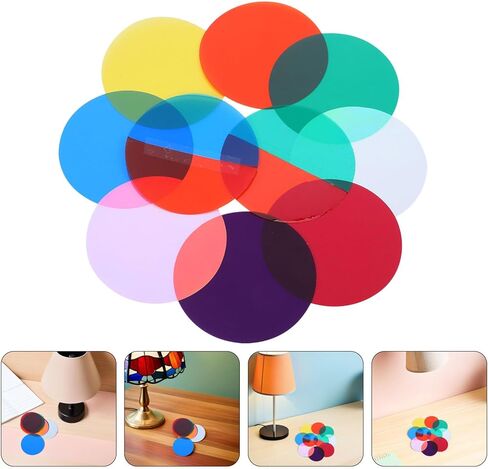 Toddmomy 10pcs Gel Light Filter, Self Adhesive Transparency Color Film, Colored Overlays Correction Lighting Gel Filter for Led Lights, Photography, 2. 6 Inch / 6. 6 Cm, Small Size in Saudi Arabia
