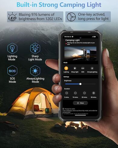 Ulefone RugKing 5 Pro Rugged Smartphone Android 16, 20000mAh(33W), 16GB(8+8)+256GB, 64MP+20MP Night Vision, 6.78" FHD+ Corning Gorilla Glass, IP69K Waterproof Phone, Versatile LED Light, Widevine L1 | Long-Lasting, Military-Grade, 976 lumens, 910 nits Bri in Saudi Arabia