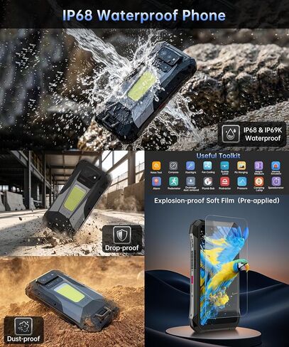 8849 Tank X هاتف ذكي متين 5G، IP68 مقاوم للماء Android 15 هواتف محمولة غير مقفلة مع جهاز عرض 220 لومن، 32 جيجابايت + 512 جيجابايت، شاشة 6.78 بوصة 120 هرتز، 17600 مللي أمبير (120 واط) / 1200LM ضوء تخييم / GPS / OTG in Kuwait