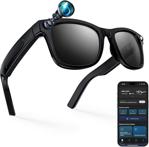 Camera Smart Glasses, 8MP HD 1080P Video Recording, AI Real-Time Voice Translation, Open-Ear Bluetooth Audio, Wearable Smart Glasses for Vlogging, Travel and Meetings in Saudi Arabia