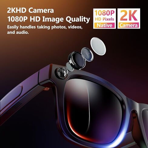Camera Smart Glasses, 8MP HD 1080P Video Recording, AI Real-Time Voice Translation, Open-Ear Bluetooth Audio, Wearable Smart Glasses for Vlogging, Travel and Meetings in Saudi Arabia