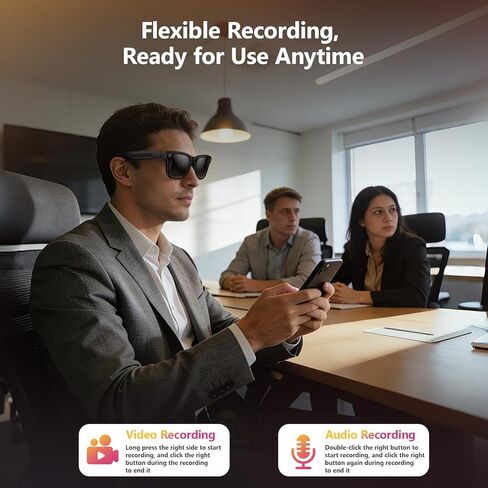 Camera Smart Glasses, 8MP HD 1080P Video Recording, AI Real-Time Voice Translation, Open-Ear Bluetooth Audio, Wearable Smart Glasses for Vlogging, Travel and Meetings in Saudi Arabia
