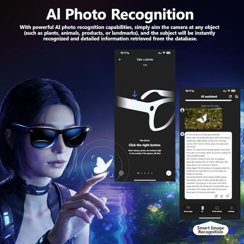Camera Smart Glasses, 8MP HD 1080P Video Recording, AI Real-Time Voice Translation, Open-Ear Bluetooth Audio, Wearable Smart Glasses for Vlogging, Travel and Meetings in Saudi Arabia