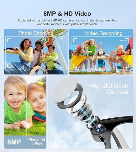 AI Smart Glasses with 8MP Camera and Bluetooth Anti-Shake Real-Time Translation Recognition Voice Assistant 1080P Video Recording HD Photo Long Battery Life for Traveler Lover Meeting Vlog in Saudi Arabia