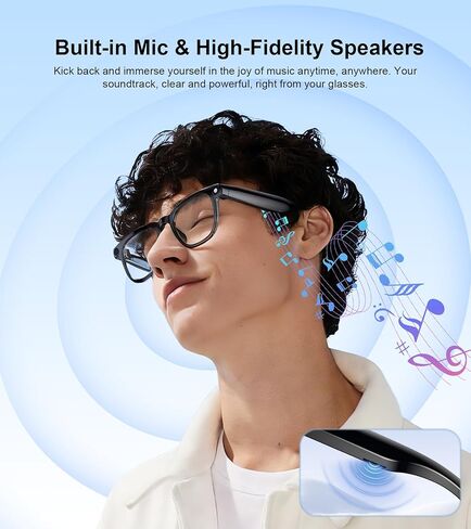 AI Smart Glasses with 8MP Camera and Bluetooth Anti-Shake Real-Time Translation Recognition Voice Assistant 1080P Video Recording HD Photo Long Battery Life for Traveler Lover Meeting Vlog in Saudi Arabia