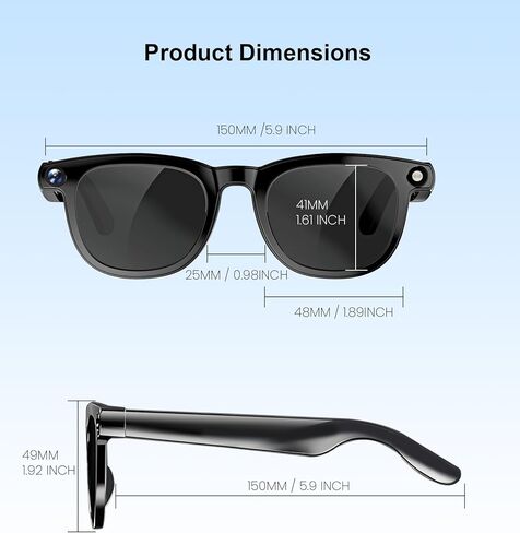 AI Smart Glasses with 8MP Camera and Bluetooth Anti-Shake Real-Time Translation Recognition Voice Assistant 1080P Video Recording HD Photo Long Battery Life for Traveler Lover Meeting Vlog in Saudi Arabia