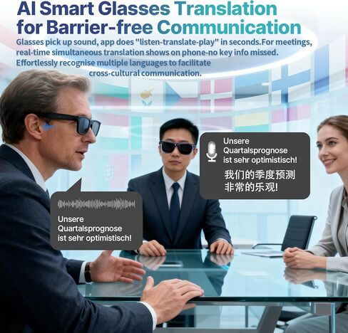 AI Smart Glasses with Camera, 8MP 1200P HD Video Recording Sunglasses, UV400, Real-Time Translation, ChatGPT Voice Assistant, Open-Ear Bluetooth Audio for Men Women Running, Cycling & Vlogging 32G in Saudi Arabia