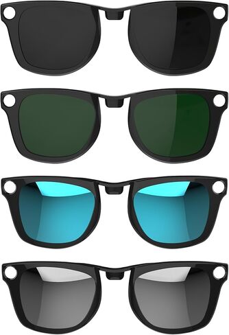 HiBloks 4Pcs Polarized Clip for Ray-Ban Meta Wayfarer & Gen 2 (RW4008/RW4012 Large 53-22), Matte Black Frame Discoloration Clip-on Set for Rayban Meta Gen 2 Smart Glasses (Black+Green+Silver+Blue) in Saudi Arabia