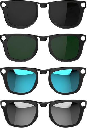 HiBloks 4Pcs Polarized Clip for Ray-Ban Meta Wayfarer & Gen 2 (RW4008/RW4012 Large 53-22), Matte Black Frame Discoloration Clip-on Set for Rayban Meta Gen 2 Smart Glasses (Black+Green+Silver+Blue) in Saudi Arabia