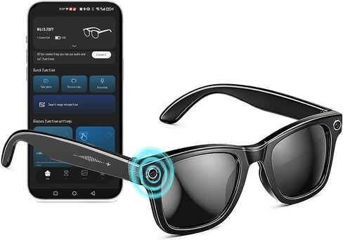 AI Smart Glasses with Camera, 8MP 1200P HD Video, UV400, Real-Time Translation, GPT Voice Assistant, Open-Ear Bluetooth Audio, Dual-Mic Hands-Free Call, Sunglasses for Men Women Driving Commute 32G in Saudi Arabia