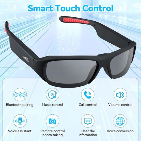 AI Smart Bluetooth Translator Glasses For Men/Women, Real-Time Language Translation with Open-Ear Speakers & Dual Microphones, UV Protection Smart Glasses for Travel, Sports, Driving & Business in Saudi Arabia