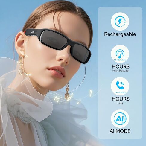 AI Smart Bluetooth Translator Glasses For Men/Women, Real-Time Language Translation with Open-Ear Speakers & Dual Microphones, UV Protection Smart Glasses for Travel, Sports, Driving & Business in Saudi Arabia