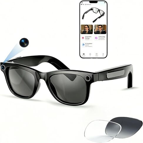 2026 AI Smart Glasses with Camera,8MP Anti-Shake Video Recording,2K HD Video & Photo Capture,Bluetooth Music,Voice/Calling,Real Time Translation, AI Voice Assistant,Object Recognition in Saudi Arabia