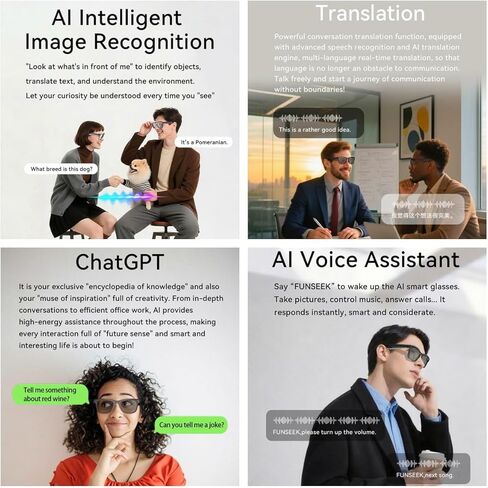 2026 AI Smart Glasses with Camera,8MP Anti-Shake Video Recording,2K HD Video & Photo Capture,Bluetooth Music,Voice/Calling,Real Time Translation, AI Voice Assistant,Object Recognition in Saudi Arabia
