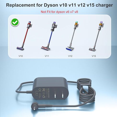 استبدال شاحن مكنسة كهربائية 30.45 فولت لـ Dyson V10 V11 V15 V12 SV12 SV14 SV16 SV20 SV22 مكنسة كهربائية لاسلكية، رأس محرك الحيوان المطلق 969350-02 01 03 04 05 217160-02 01 03 محول الطاقة in Kuwait