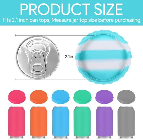 12 Pcs Silicone Soda Can Lids, Reusable Coke Can Covers for Soda, Leak Proof Bottle Protectors, Fits 2.1 Standard Inch Beverage, Beer, Orange Juice, Juice(Includes 6 Pcs Bottle Opener) in Saudi Arabia