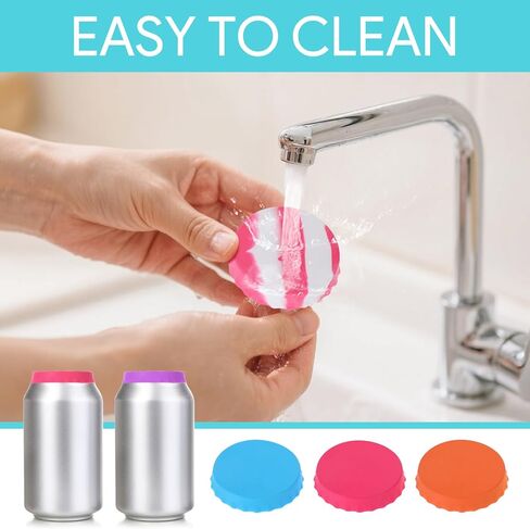 12 Pcs Silicone Soda Can Lids, Reusable Coke Can Covers for Soda, Leak Proof Bottle Protectors, Fits 2.1 Standard Inch Beverage, Beer, Orange Juice, Juice(Includes 6 Pcs Bottle Opener) in Saudi Arabia