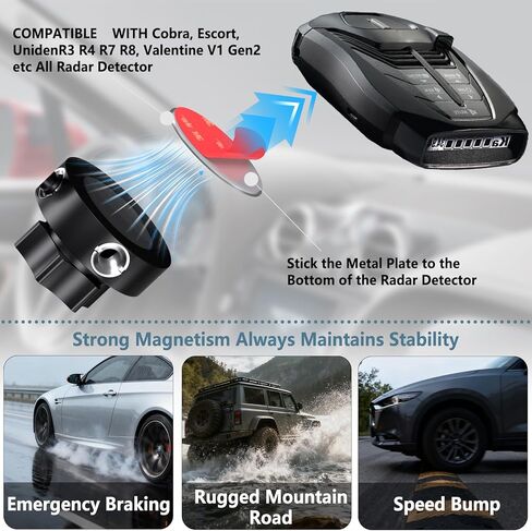 Magnetic Radar Detector Mount,Aluminum Rearview Mirror Rod Installation Base, for Cobra,Uniden,Escort,Valentine One,Beltronics,Whistler etc All Radar Models in Saudi Arabia