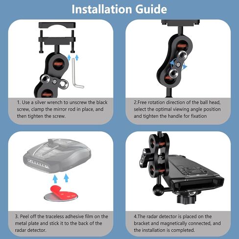 Magnetic Radar Detector Mount,Aluminum Rearview Mirror Rod Installation Base, for Cobra,Uniden,Escort,Valentine One,Beltronics,Whistler etc All Radar Models in Saudi Arabia