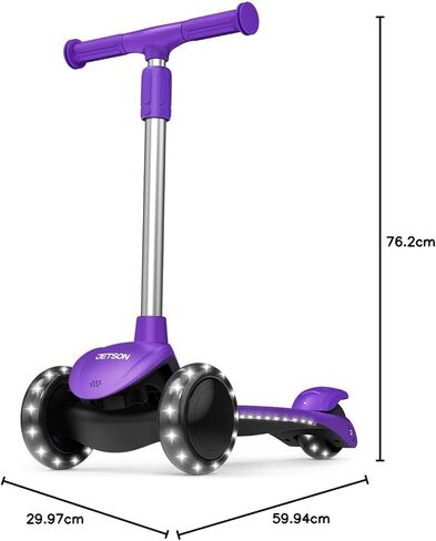 Jetson Lumi 3 Wheel Light-Up Kick Scooter for Girls or Boys, Ages 3+ - Max Grip Light Up Deck and PVC Wheels- Adjustable Height in Saudi Arabia