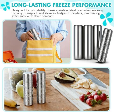 Honeydak 4 Pcs Stainless Steel Ice Packs for Lunch Boxes Travel Reusable Freezer Packs 304 Food Grade Metal Cooling Cube for Bag Cooler Bento Box Camping, No Water Needed in Saudi Arabia