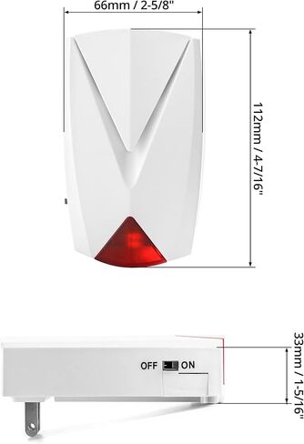 QWORK Power Failure Alarm, 118 db Loud Siren with LED Light, 110V to 220V, Off/On Alert in Saudi Arabia
