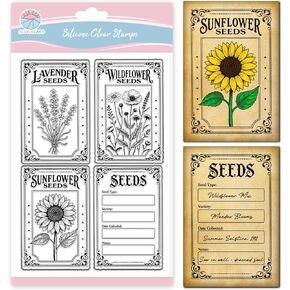 GLOBALAND Plants Pattern Transparent Stamps Flower Text Reuse Clear Stamps Tiny Vintage Style Silicone Clear Stamp Seals for DIY Scrapbooking Photo Album Decorative Cards Making (10 Styles) in Kuwait
