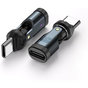 محول USB C إلى C 2 حزمة استبدال ومنفذ OTG للهاتف يدور 180 درجة وموسع PD 240 وات USB2.0 موصل تمديد من النوع C مع مؤشر LED (أسود) (2) in Kuwait