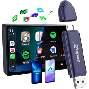 Carlinkit Mini Se Pro Wireless Android Auto & Carplay Adapter ، 2-in-1 Mini يحولون سلكيًا إلى دونجل لاسلكي لـ USB-C/A Clop وتشغيل Low Tarency Portable/iPhone iOS 10+/Android 11+ in Kuwait