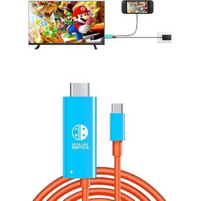 كابل RREAKA Switch 2 Dock HDMI، محول تلفزيون 2 في 1 مع 4K 60 هرتز HDMI، 100W PD، قاعدة تبديل محمولة للسفر لنينتندو سويتش 2/1/OLED-6.6 قدم in Kuwait