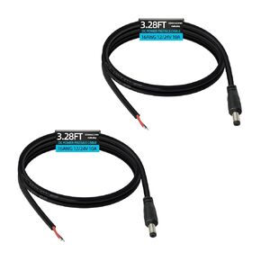 3.28ft 16AWG DC Power Pigtails Cable,5.5mm x 2.1mm Male Plug to Bare Wire 10A Heavy Duty 12V 24V DC Barrel Jack Connector Cord for CCTV,LED Strip, Solar Panel,DIY Repairs in Saudi Arabia