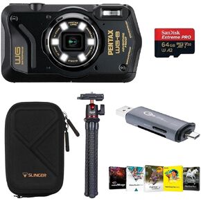 كاميرا Pentax WG-8 لجميع الأحوال الجوية، حزمة مع بطاقة ذاكرة 64 جيجابايت، حافظة، حامل ثلاثي MT-11، قارئ، مجموعة برامج in Kuwait
