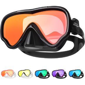 Seago Swim Mask Swimming Goggles Adult Men Women With Nose Cover, Adult Swim Goggles Anti Fog 180° Clear View Tempered Glasses, Pool Underwater Men Women Goggles Mirrored Orange UV Protection No Leak in Saudi Arabia