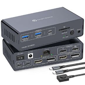 محطة إرساء محول Thunderbolt 4 كيلو فولت في الدقيقة لشاشتين، 2 كمبيوتر محمول أو أجهزة ماك بوك، شاشة مزدوجة ممتدة 4K@60 هرتز مع محول Displaylink USB C 3.2 كيلو فولت في الدقيقة، 2 جهاز عرض مع HDMI ومخرج Displayport in Kuwait