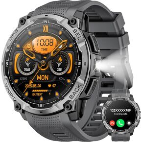 Military Smart Watch for Men with GPS, 1.43" AMOLED Bluetooth Call, LED Flashlight, Rugged Tactical Watch for Android iOS, 3ATM Waterproof Fitness Tracker with Heart Rate Pedometer (Black) in Saudi Arabia
