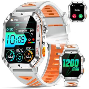Military Smart Watches for Men, 2.01" HD Screen, 30-Day Battery, 5ATM Waterproof, LED Flashlight, Heart Rate & Sleep Monitor, 110+ Sports Modes, 2 Watch Bands, Android iOS in Saudi Arabia