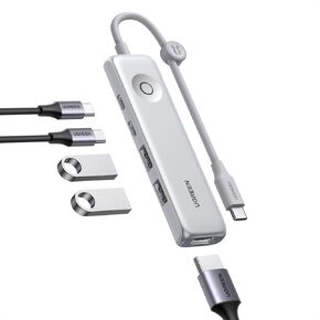 UGREEN USB C Hub 5 في 1 Revodok، محول USB-C محمول نحيف | شحن PD بقوة 100 واط، 4K@60 هرتز HDMI، منافذ بيانات USB 3.2 بسرعة 10 جيجابت في الثانية، زر قفل الشاشة ومشبك كابل لأجهزة MacBook Air/Pro، وiPad، وأجهزة الكمبيوتر المحمولة in Kuwait
