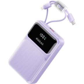 شاحن Kuulaa المحمول مع كابلات مدمجة 20000 مللي أمبير في الساعة، بنك طاقة للسفر مع شاشة LED، حزمة بطارية شحن سريع 22.5 وات لهاتف iPhone 17 16 15 14 13 12 Android in Kuwait