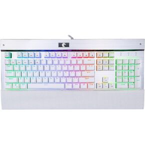 HUO JI E-Yooso Z-77 RGB Mechanical Gaming Keyboard, Programmable RGB Backlit, Blue Switches,Wrist Rest, 104 Keys Anti Ghosting, White in Saudi Arabia