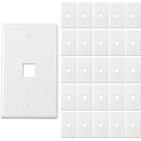 26Pack Wall Plate 1Port 1Gang Ethernet Outlet RJ45 Keystone Jack Modular Inserts Network Panels Cat6 Coupler Connector Box Cover White in Kuwait