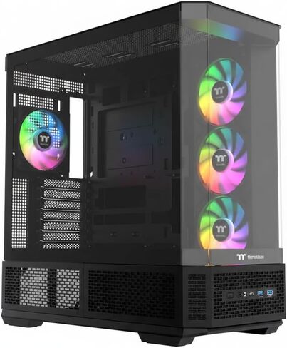 Thermaltake View 370 TG ARGB Mid Tower; 1x360mm & 1x120 ARGB PWM Fans Included; 360mm Rad Support; 420mm GPU Clearance; Hidden Connector Support (ATX/mATX); Vertical GPU Support;Black;CA-11N-00M1WN-00 in Saudi Arabia