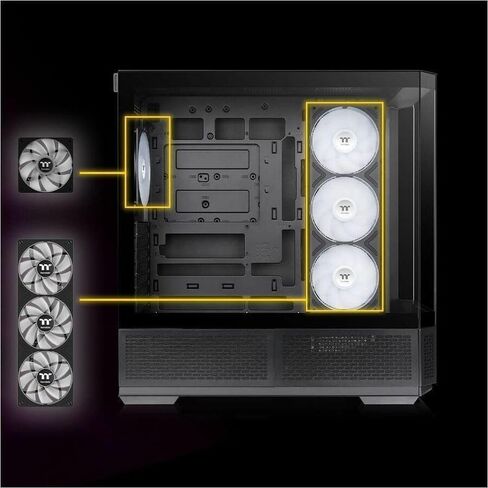 Thermaltake View 370 TG ARGB Mid Tower; 1x360mm & 1x120 ARGB PWM Fans Included; 360mm Rad Support; 420mm GPU Clearance; Hidden Connector Support (ATX/mATX); Vertical GPU Support;Black;CA-11N-00M1WN-00 in Saudi Arabia
