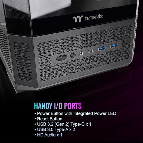 Thermaltake View 370 TG ARGB Mid Tower; 1x360mm & 1x120 ARGB PWM Fans Included; 360mm Rad Support; 420mm GPU Clearance; Hidden Connector Support (ATX/mATX); Vertical GPU Support;Black;CA-11N-00M1WN-00 in Saudi Arabia