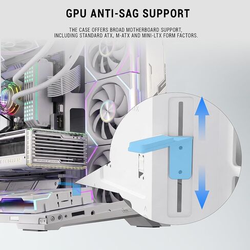 حافظة كمبيوتر ESGAMING ATX Mid Tower بدعم 360 مم RAD، قاعدة مائلة 8 درجات، حافظة كمبيوتر ألعاب من الزجاج المقوى بزاوية 270 درجة مع نوع C - ZeroMax أبيض بدون مروحة in Kuwait