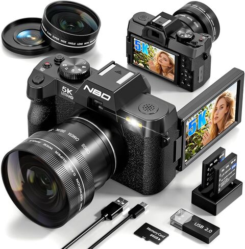 48MP Digital Cameras for Photography 5K, Autofocus Video Camera with 32GB TF Card & 2 Batteries,16X Zoom Anti-Shake Vlogging Camera for YouTube (Silver) in Saudi Arabia