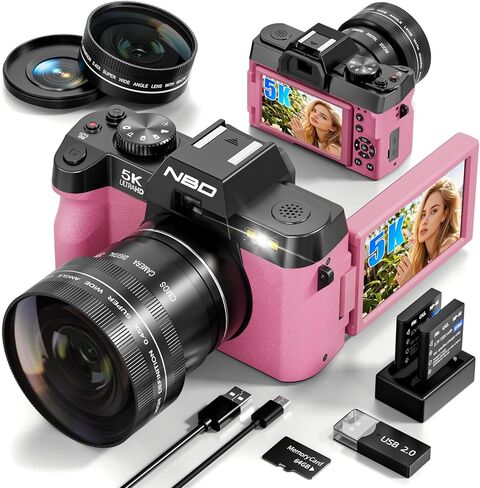 48MP Digital Cameras for Photography 5K, Autofocus Video Camera with 32GB TF Card & 2 Batteries,16X Zoom Anti-Shake Vlogging Camera for YouTube (Silver) in Saudi Arabia