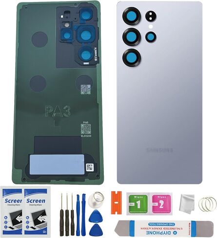 Back Glass Replacement for Samsung Galaxy S25 Ultra 5G(6.9inches) Back Glass Cover with Pre-Installed Tape and Camera Lens ，Waterproof+Tools (Silverblue) in Saudi Arabia