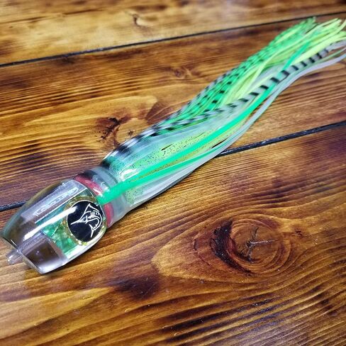 Lobo Lures #45 Pelagic Magic 14" UV Green Shell Plunger Style Tuna Marlin Trolling Lure Made in The USA in Saudi Arabia